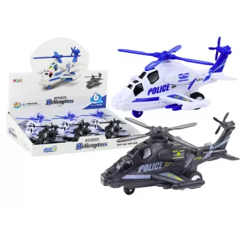 LEAN TOYS Politseihelikopter Valge või Must Hõõrdajamiga Heli ja Valgus
