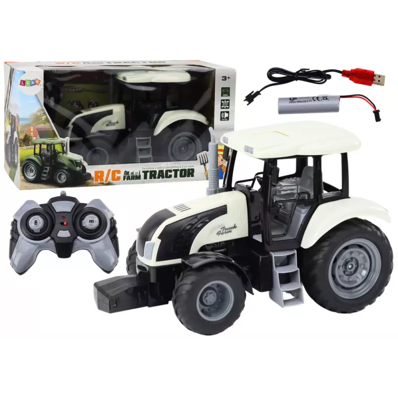 LEAN TOYS Kaugjuhitav Traktor 2.4G Helidega Valge