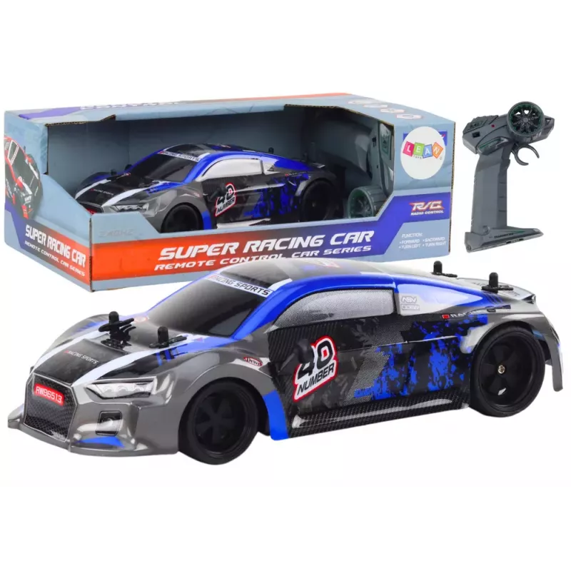 LEAN TOYS RC Remote Control Car 1:18 Rubber Wheels Drift Blue