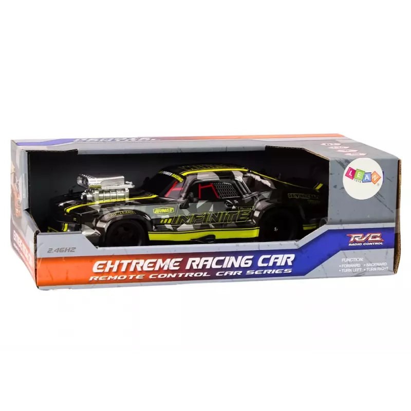 LEAN TOYS RC Remote Control Car 1:16 Rubber Wheels Drift Black