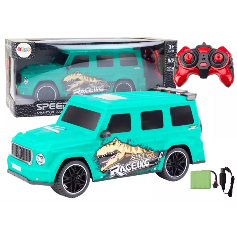 LEAN TOYS Kaugjuhitav RC Auto Dinosauruse Kujundusega, Mõõtkavas 1:10, Roheline