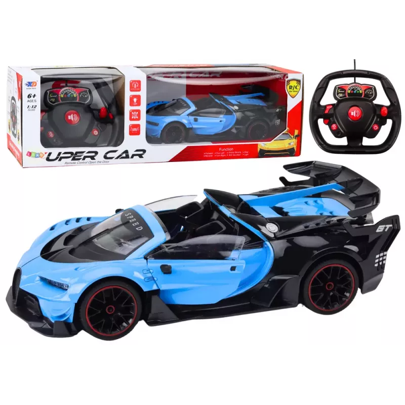LEAN TOYS Kaugjuhitav Sportauto RC 1:12 Avatavate Ustega Sinine