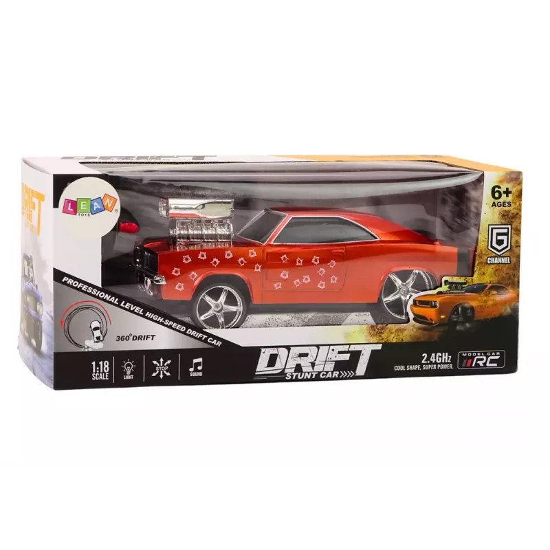 LEAN TOYS Remote Control Car 1:18 Drift 360 Lights Sounds Red