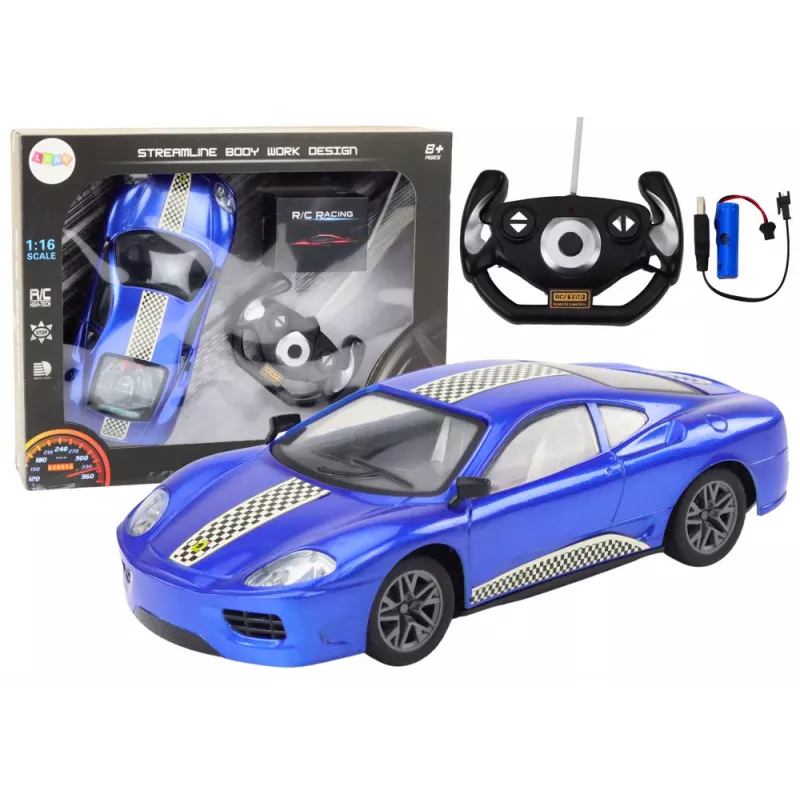 LEAN TOYS RC Remote Control Car 1:16 Lights Blue