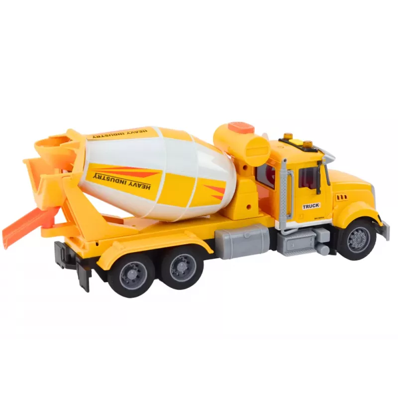 LEAN TOYS Kollane betoonisegisti veok hõõrdajamiga, heli- ja valgusefektidega