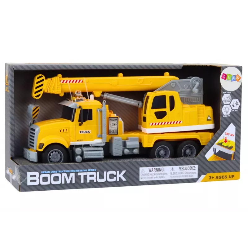 LEAN TOYS Truck Yellow Crane With Friction Drive Light and Sound Effects