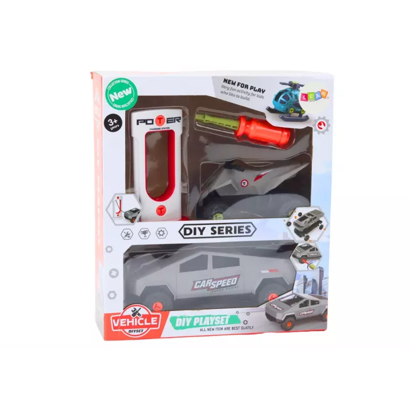 LEAN TOYS Set of Modern Car with Quad for Disassembly DIY Gray