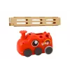 LEAN TOYS Punane Dinosaursõiduk Akuautomaat Domino Ladumiseks 4 Värvi Klotse