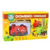 LEAN TOYS Punane Dinosaursõiduk Akuautomaat Domino Ladumiseks 4 Värvi Klotse