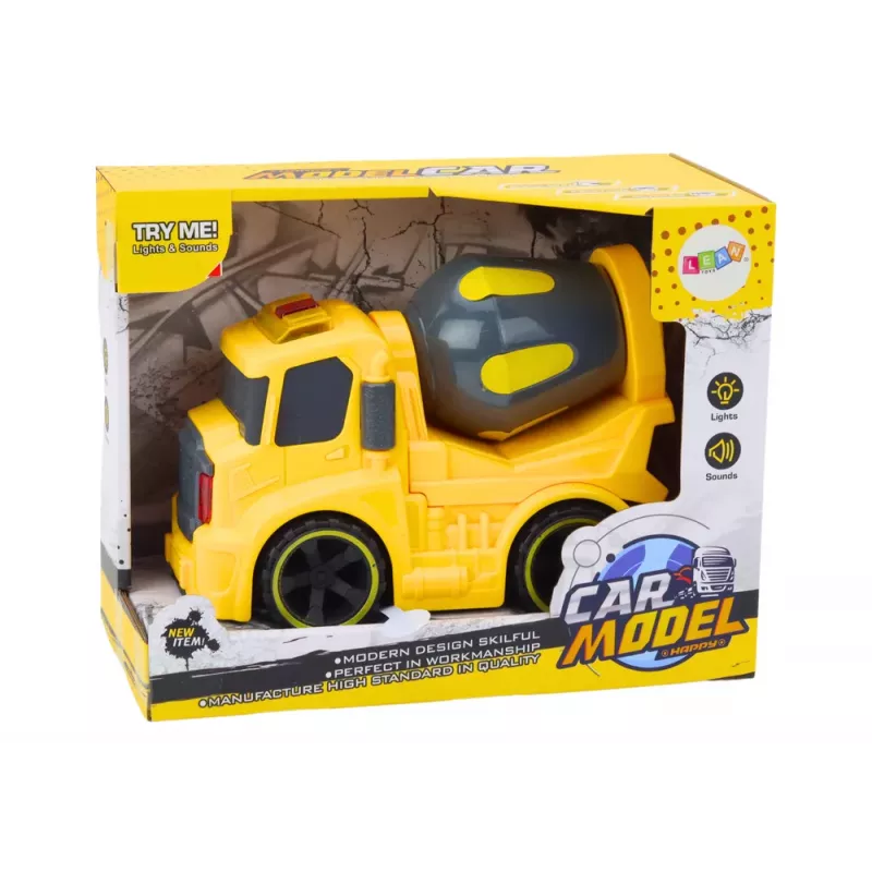 LEAN TOYS Concrete Mixer Truck with Lights and Sounds Yellow