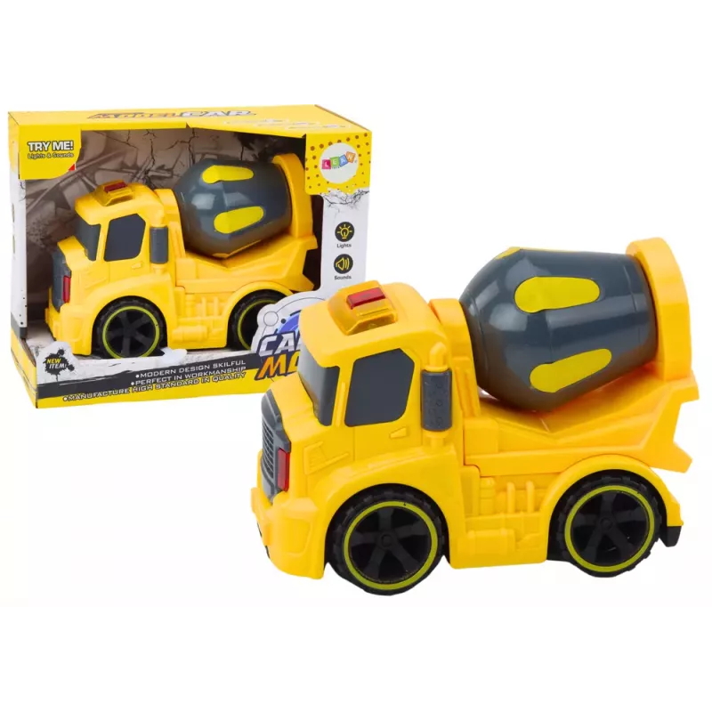 LEAN TOYS Concrete Mixer Truck with Lights and Sounds Yellow