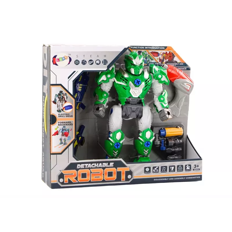 LEAN TOYS Kruvimisrobot Relv Puur Kruvikeeraja Heli Valgus Roheline