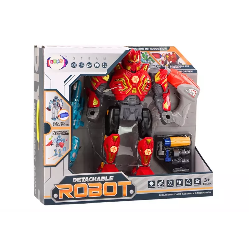 LEAN TOYS Kruvimisrobot Relvpuur Kruvikeeraja Heli Valgus Punane