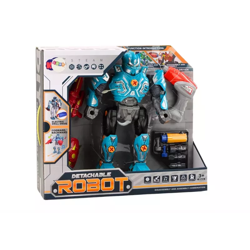 LEAN TOYS Kruvimisrobot Relv Puur Kruvikeeraja Tuled Heli Türkiis