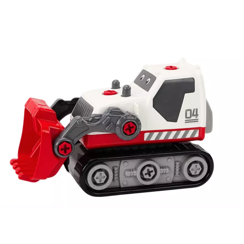 LEAN TOYS Cartoon Crawler Excavator For Turning DIY White
