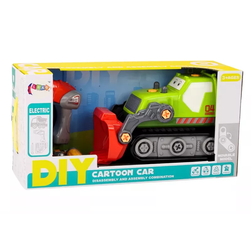LEAN TOYS Cartoon Crawler Excavator To Disassemble DIY Green