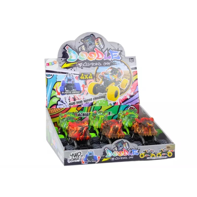 LEAN TOYS Dinosaur Car, Friction Drive, Red or Green, Off-Road