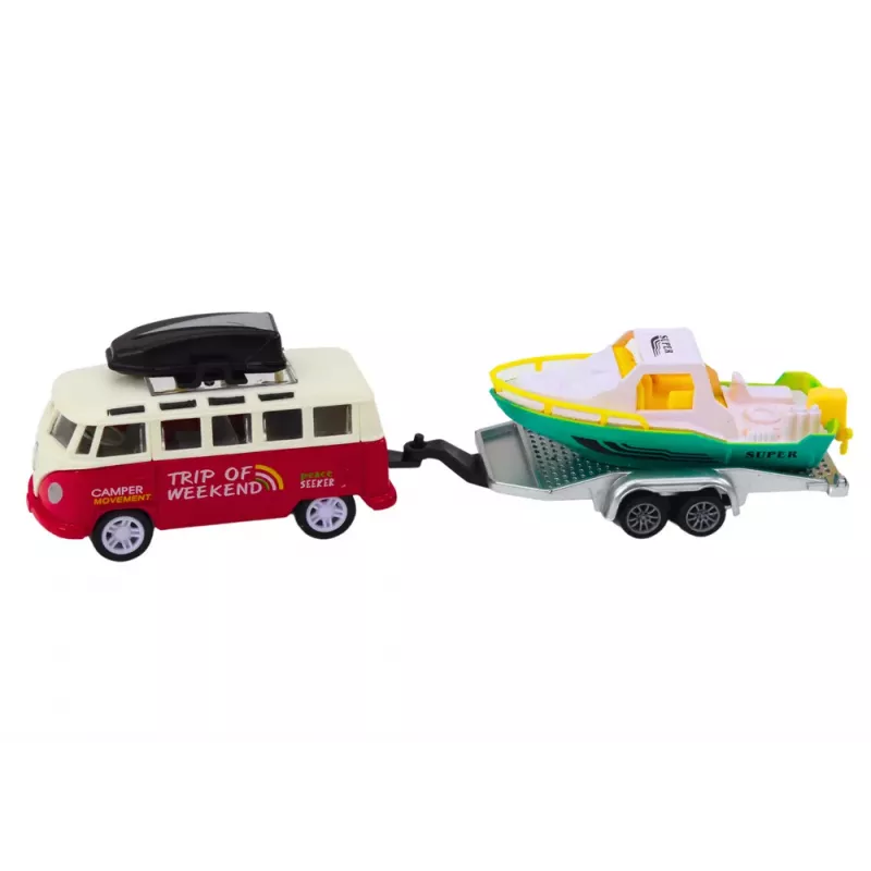 LEAN TOYS Off-Road Car with Boat or Helicopter, Metal Drive, 1:32 Scale, Pull-Back Action, Die-Cast Metal, Assorted Colors