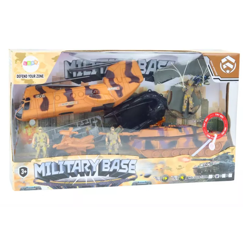 LEAN TOYS Military Set Military Tank Helicopter Paratrooper Sounds
