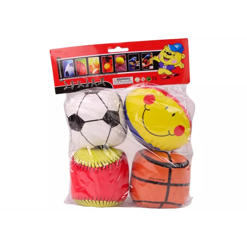 LEAN TOYS Pehmete spordipallide komplekt - korvpall, ragbi, jalgpall, pesapall - 4 tükki