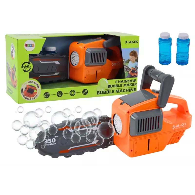 LEAN TOYS Soap Bubble Machine Chainsaw Orange