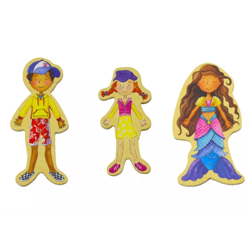 LEAN TOYS Magnetite komplekt puidust tegelastega värvilistes maskeeringutes, 20 tk