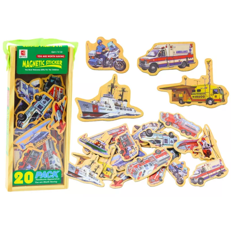 LEAN TOYS Puidust magnetite komplekt sõidukid laevad lennukid 20 tükki