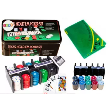 LEAN TOYS Pokeri komplekt 2 paki kaarte, žetoonid ja mängulaud