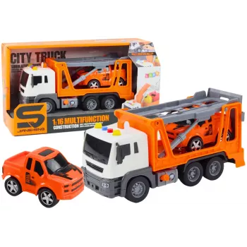 LEAN TOYS Multifunktsionaalne puksiirauto tulede ja helidega 1:16 Oranž Auto