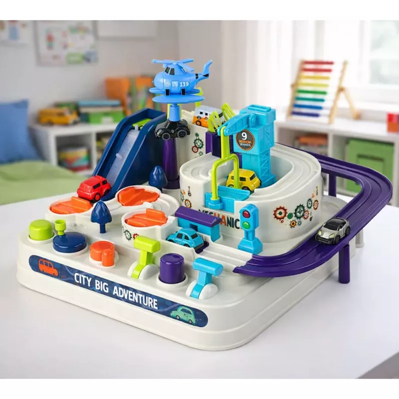 LEAN TOYS Takistusrada Interaktiivne Parkla Lastele Nelja Autoga
