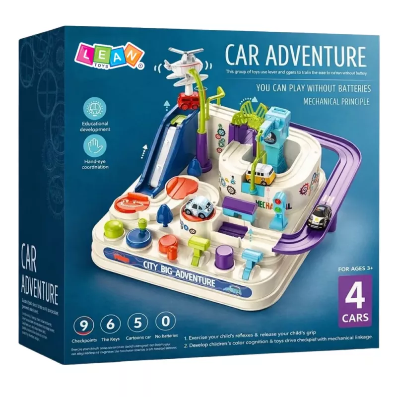 LEAN TOYS Takistusrada Interaktiivne Parkla Lastele Nelja Autoga