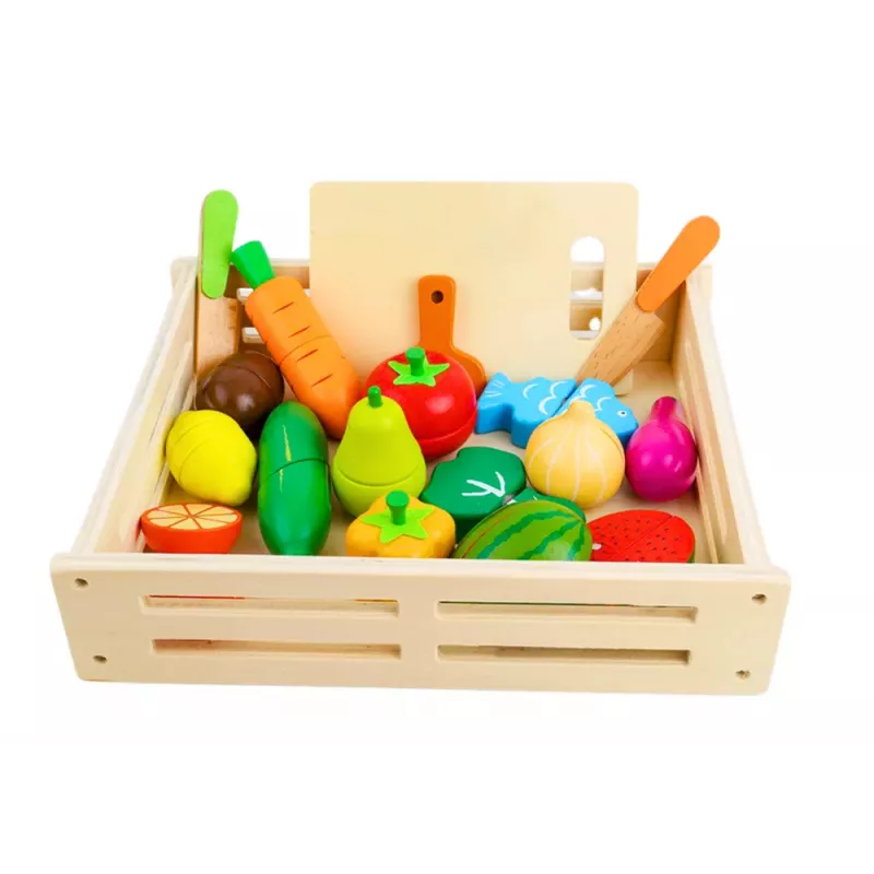 LEAN TOYS Fruits Vegetables Wooden in Magnet Box Kitchen
