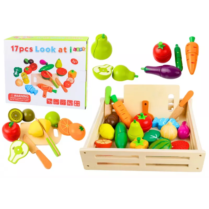 LEAN TOYS Fruits Vegetables Wooden in Magnet Box Kitchen