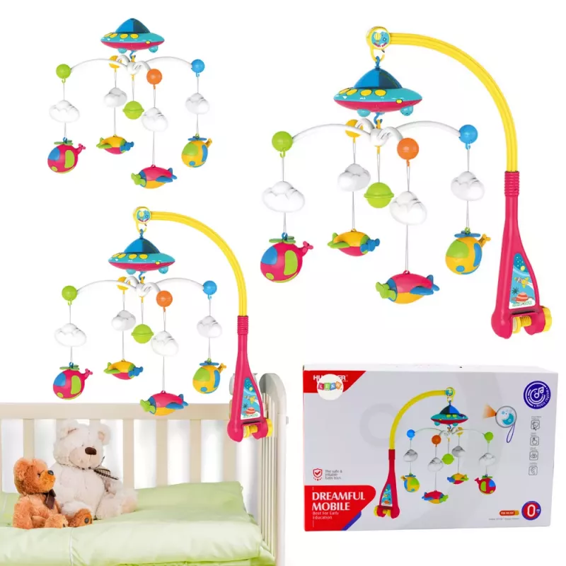 LEAN TOYS Voodoo mobiil beebile UFO lennukite projektoriga 108 meloodiat
