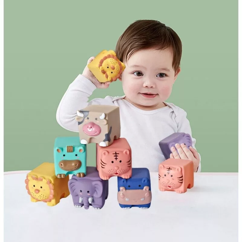 LEAN TOYS Pehmed Õppeklotsid Loomad Numbrid Tähed Värvilised 12 tk