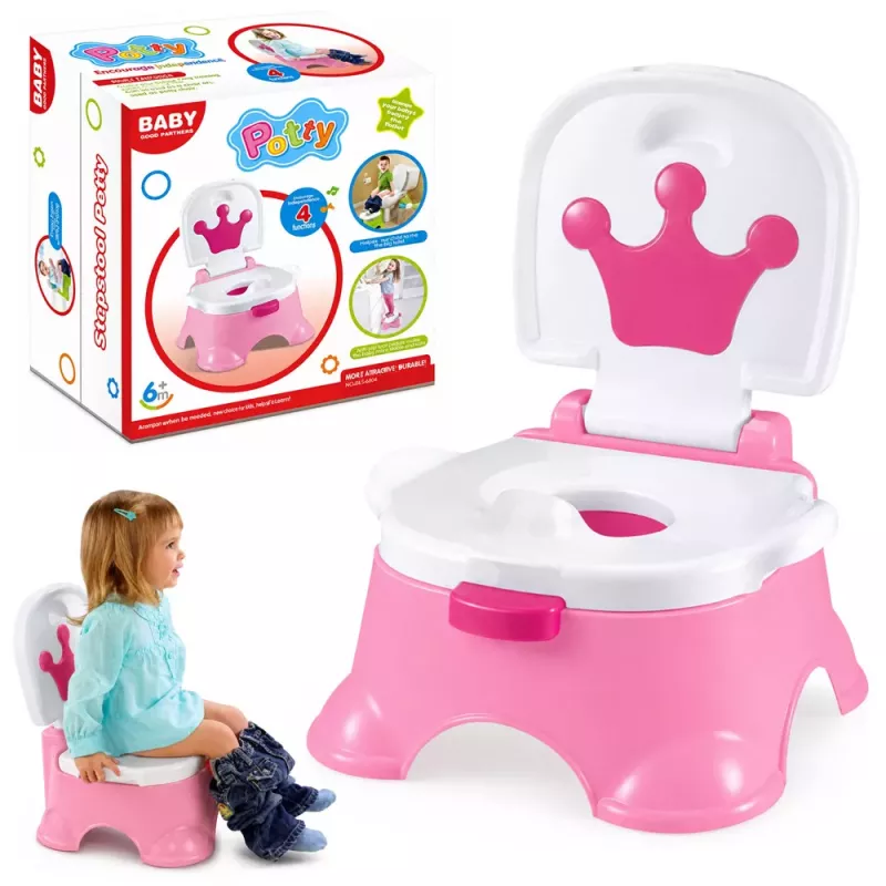 LEAN TOYS Interaktiivne roosa pott krooniga muusikalise tualetiga väikelastele 5 ühes