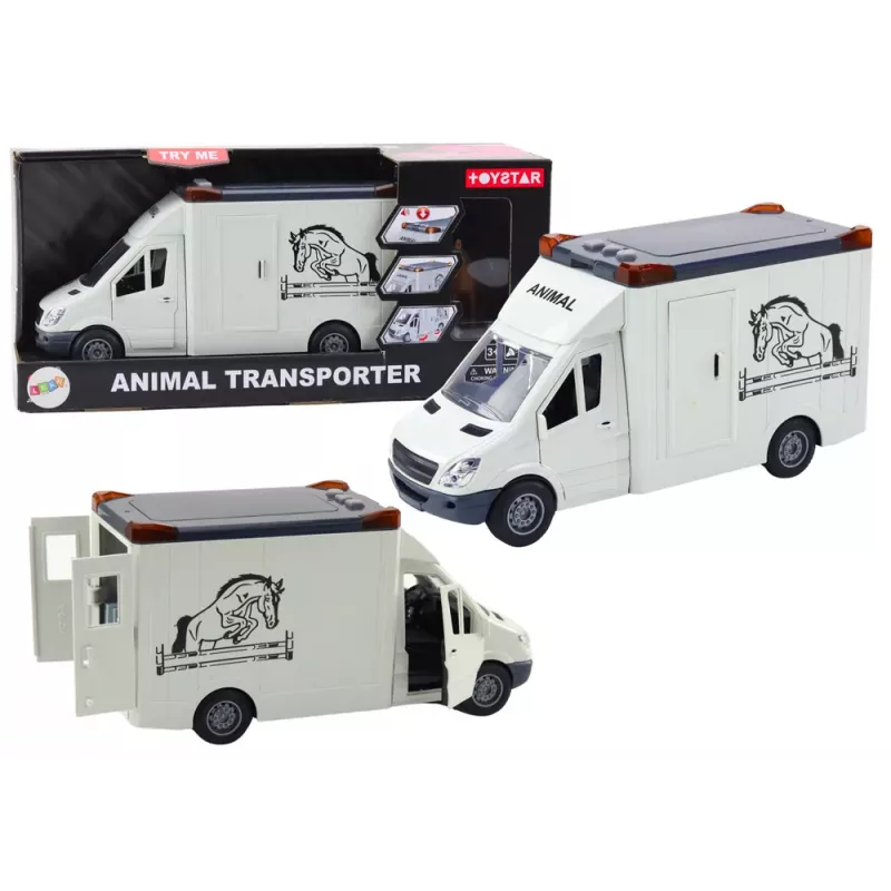 LEAN TOYS Hobuseveoauto Avatavad Uksed Heli Valgus Valge