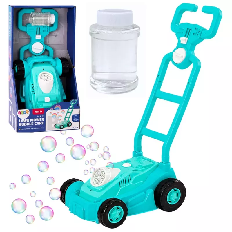 LEAN TOYS Bubble Machine Ride-on Lawn Mower with Handle Blue
