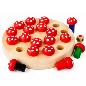 LEAN TOYS Family Memory Game Toadstools Wooden