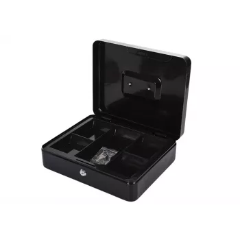 LEAN Cash Box Metal With Compartments 2 Keys Black