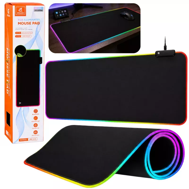 LEAN klaviatuuri-hiirematt LED-valgustusega 40x90cm