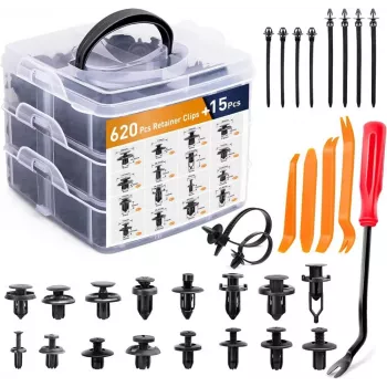 LEAN Set of Car Clips in Organizer 16 Sizes PVC 620pcs