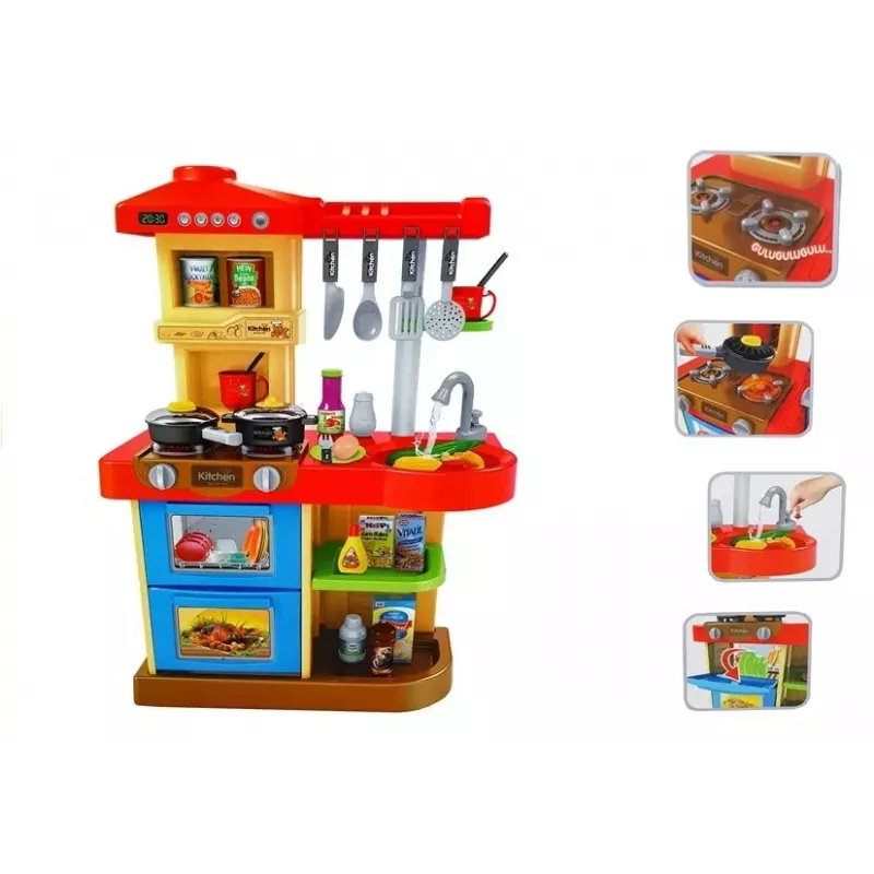 LEAN TOYS Köök lastele helide ja päris kraaniga