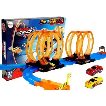 LEAN TOYS võistlusrada 4 silmusega, kaks 181 cm autot
