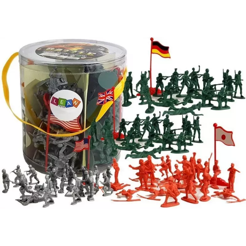 LEAN TOYS Suur sõjaväekomplekt 100 tükki sõdurid lipud