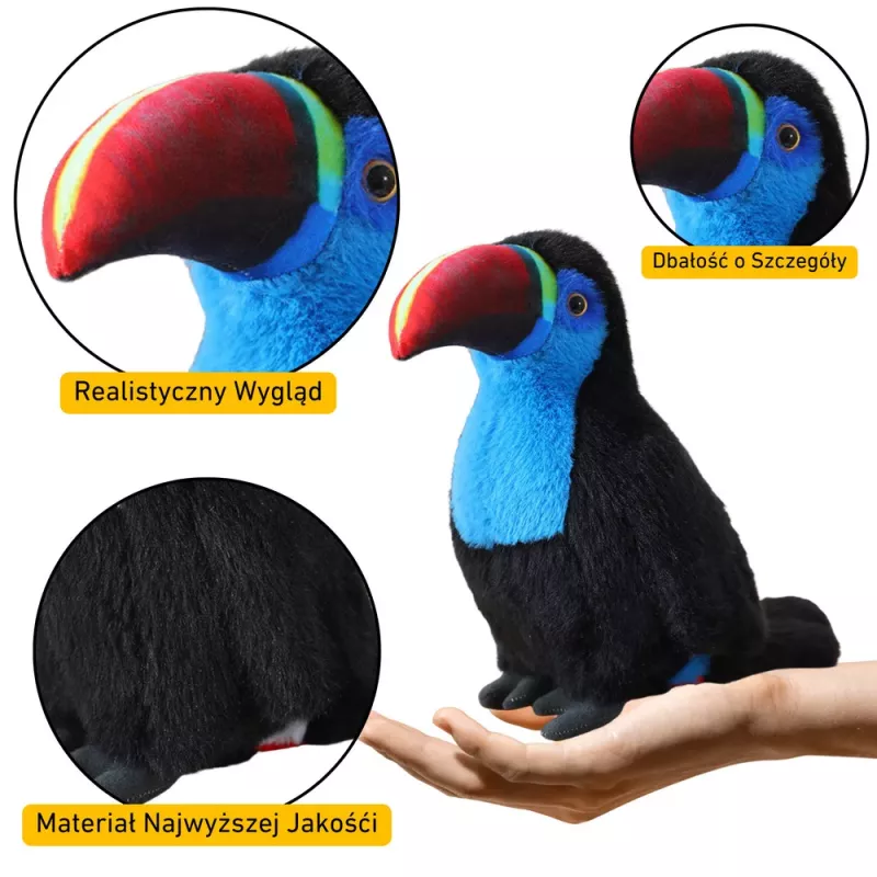 LEAN TOYS Plush Toucan Bird Toy Blue 35cm
