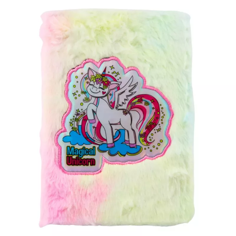 LEAN Plush Fur Notebook Lined Notebook With Unicorn Colorful A5
