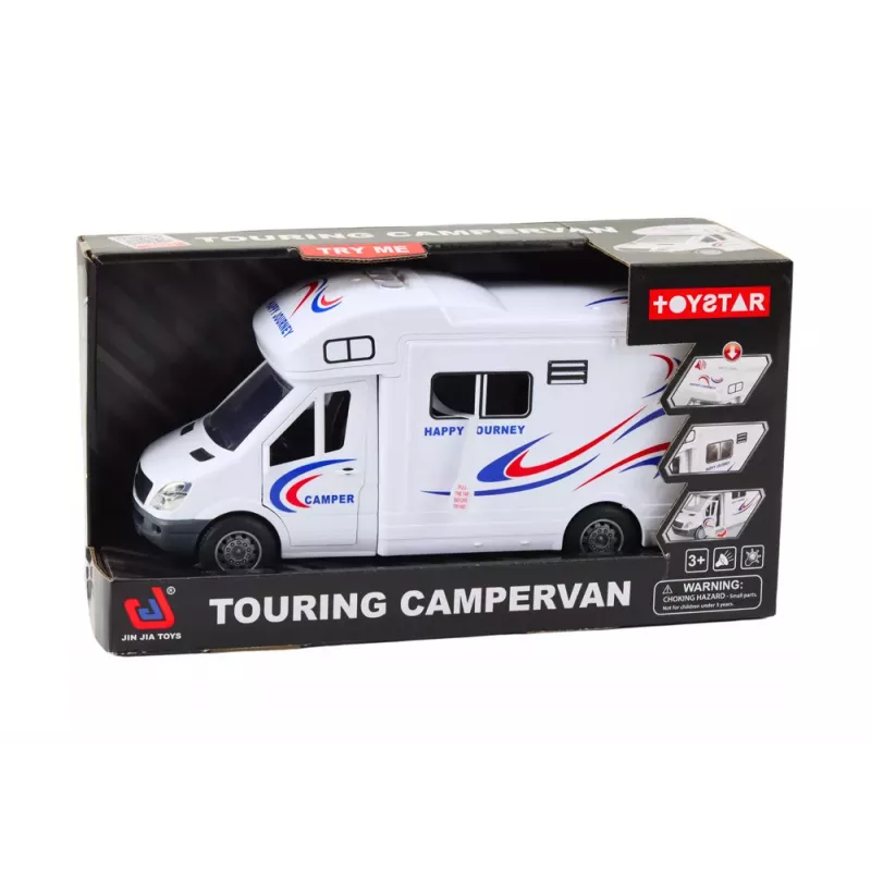 LEAN TOYS Car Camper Valge Tuled Helid Avanevad Uksed