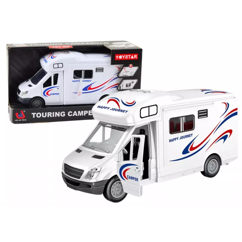 LEAN TOYS Car Camper Valge Tuled Helid Avanevad Uksed