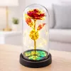 LEAN Eternal Rose In Glass Crystal Dome LED Lighting Red 21x11cm